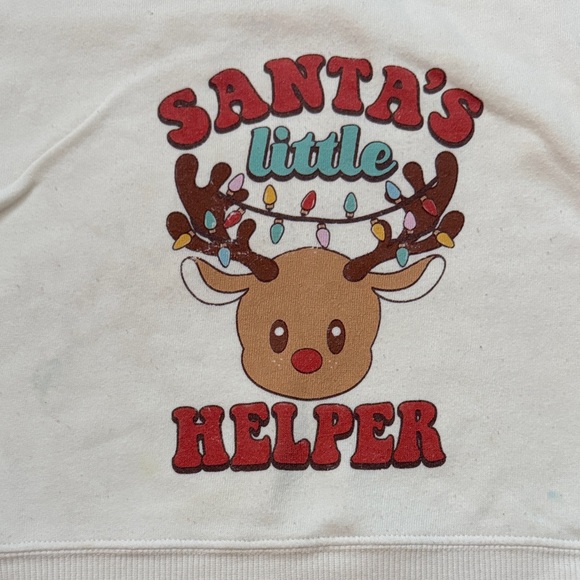 Tullabee Cream Kids Reindeer Sweatshirt Santa’s little Helper 3T - Picture 2 of 4
